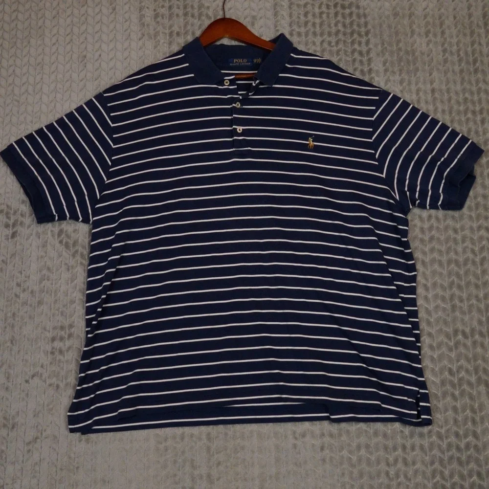Polo Ralph Lauren Polo Mens 2XB Navy White Striped Pony Cotton Jersey